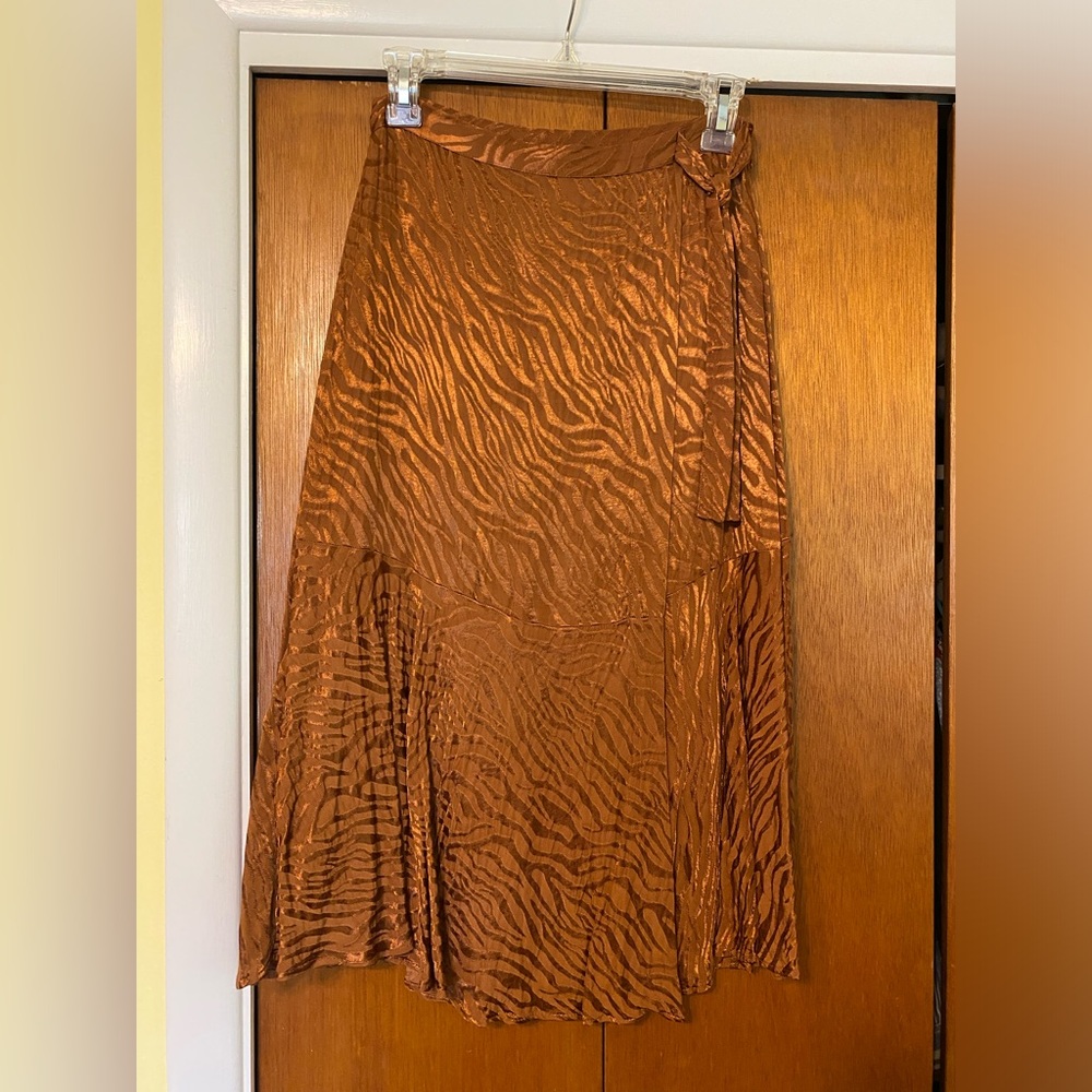 Tiger striped brown shiny Anthropologie skirt - Size 2